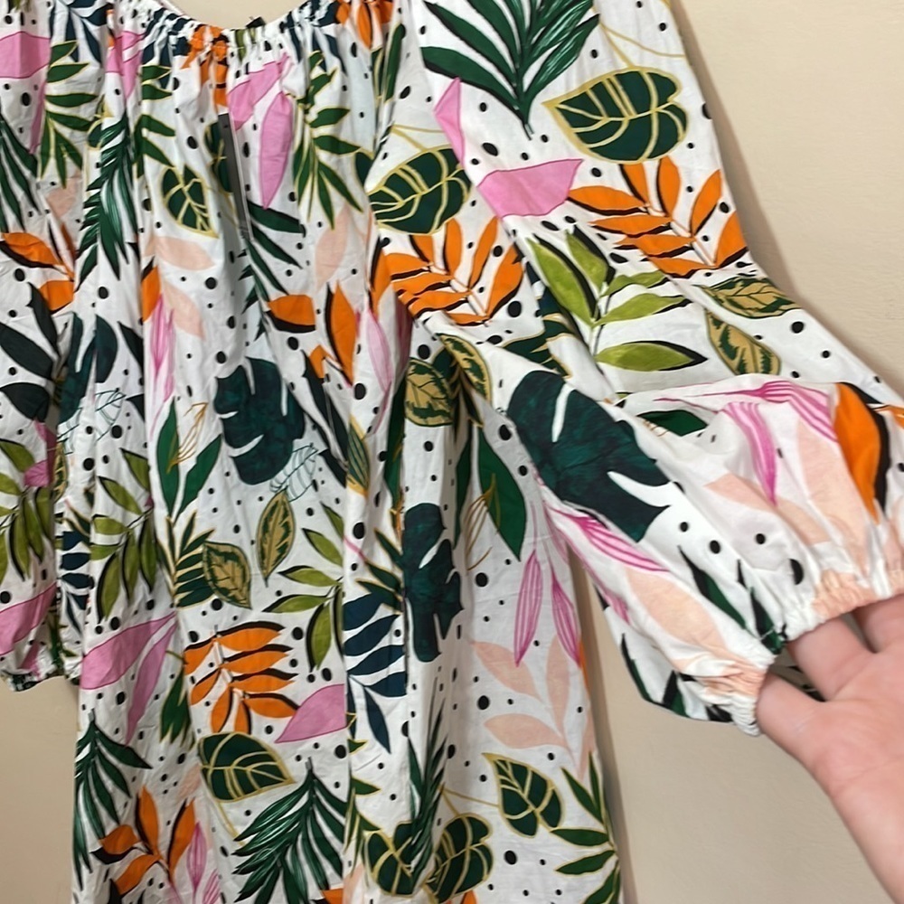 Eloquii size 22/24 full mini dress tropical palm leaf print - Picture 12 of 12